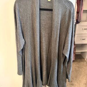 ONE WORLD Gray Long Open-Front Cardigan